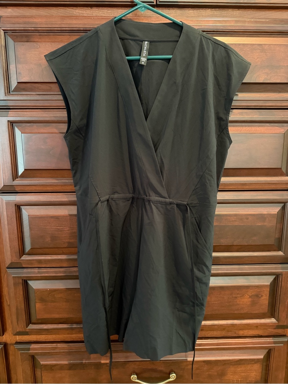 Athleta Black Sleeveless Wrap-Front Jumpsuit Romper